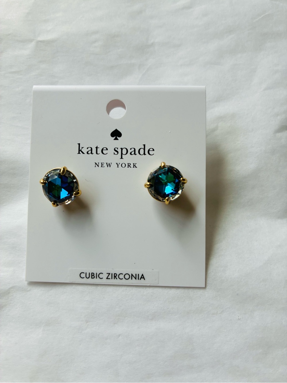 kate spade Iridescent Blue-Green Cubic Zirconia Gold-Tone Stud Earrings